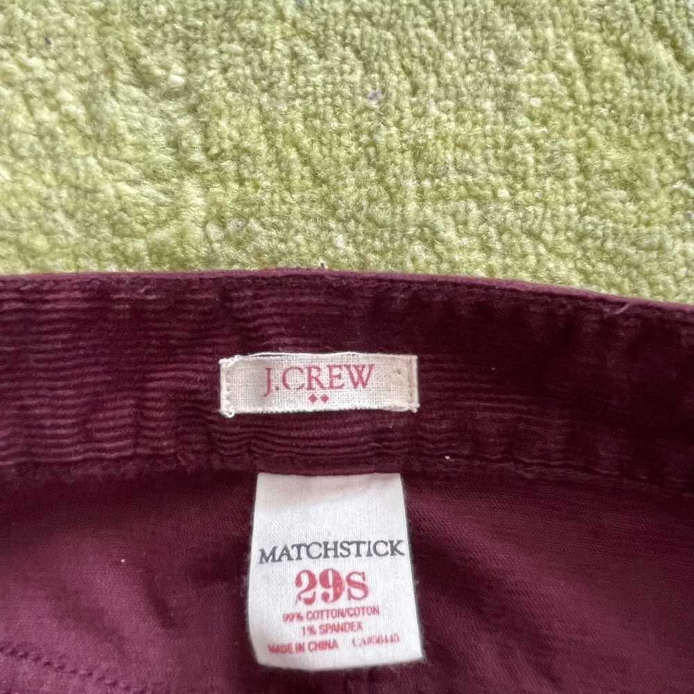 J. Crew Burgundy Matchstick Corduroys 29S - Picture 2 of 5